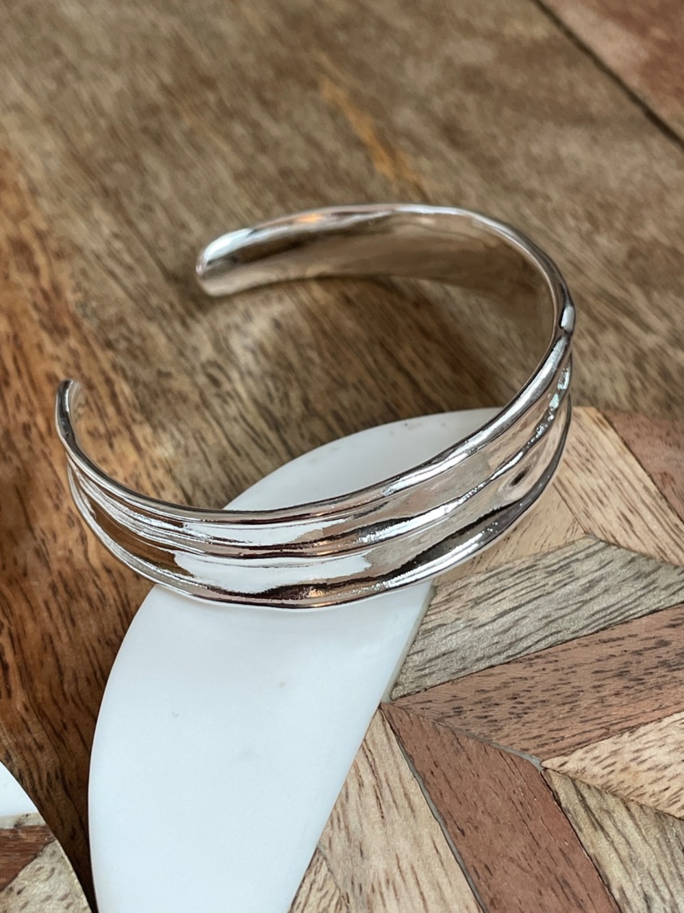 Sterling-Style Silver Open Cuff Bracelet - Women Jewelry